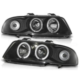 Schwarze LED-Scheinwerfer mit Ringen für BMW E39, Angel Eyes Scheinwerfer mit Tagfahrlicht Funktion