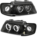 Angel Eyes Scheinwerfer Set in Schwarz für Audi A3 8L 09/1996–08/2000 mit LED-Ringen & integriertem Blinker