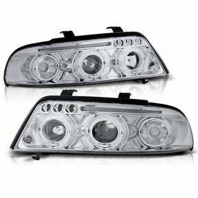 Chrom Angel Eyes Scheinwerfer Set für Audi A4 99-00, LED Tagfahrlicht Streifen, Tuning Scheinwerfer