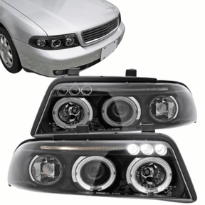 Angel Eyes Scheinwerfer Set schwarz Audi A4 B5 99-00 Facelift mit Ringen