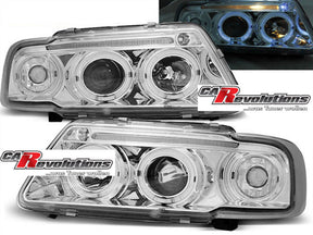Chrom Angel Eyes Scheinwerfer Set für Audi A3 8L, 1996-2000, mit LED-Ringen