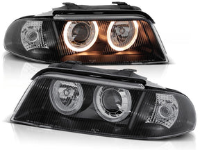 Angel Eyes Scheinwerfer schwarz Audi A4 99-00, LED Standlichtringe, Klarglas
