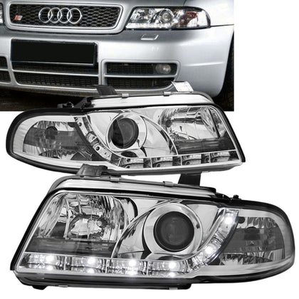 LED Standlichtleiste Scheinwerfer Set Chrom für Audi A4 B5 1995–1998