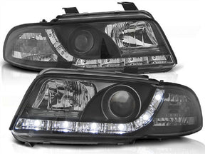 Schwarze LED Scheinwerfer für Audi A4 B5 1994-1998 mit Tagfahrlicht-Optik
