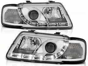 Chrom LED Scheinwerfer Set Audi A3 8L 1996-2000, Tuning Scheinwerfer mit Tagfahrlicht-Optik