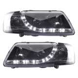 Schwarze LED-Scheinwerfer für VW Passat B5 mit Tagfahrlicht-Optik, Tuning-Scheinwerfer