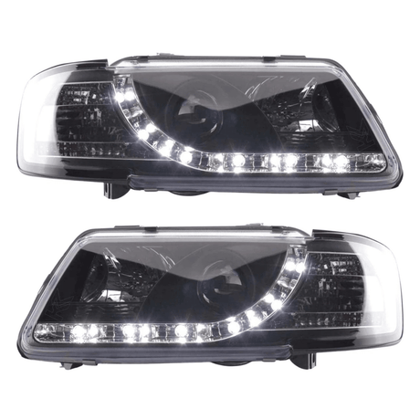 Schwarze LED-Scheinwerfer für VW Passat B5 mit Tagfahrlicht-Optik, Tuning-Scheinwerfer