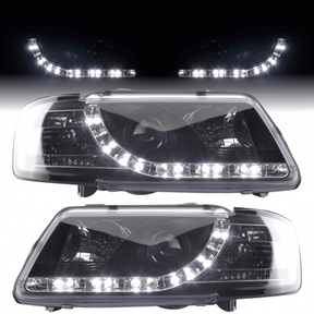 Schwarze LED Scheinwerfer Audi A3 8L 1996-2000 mit Tagfahrlicht-Optik