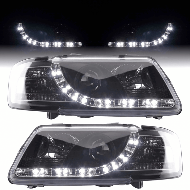 Schwarze LED Scheinwerfer Audi A3 8L 1996-2000 mit Tagfahrlicht-Optik