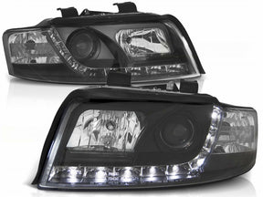 Schwarze LED Scheinwerfer für Audi A4 B6 2000-2004 mit Tagfahrlicht-Optik