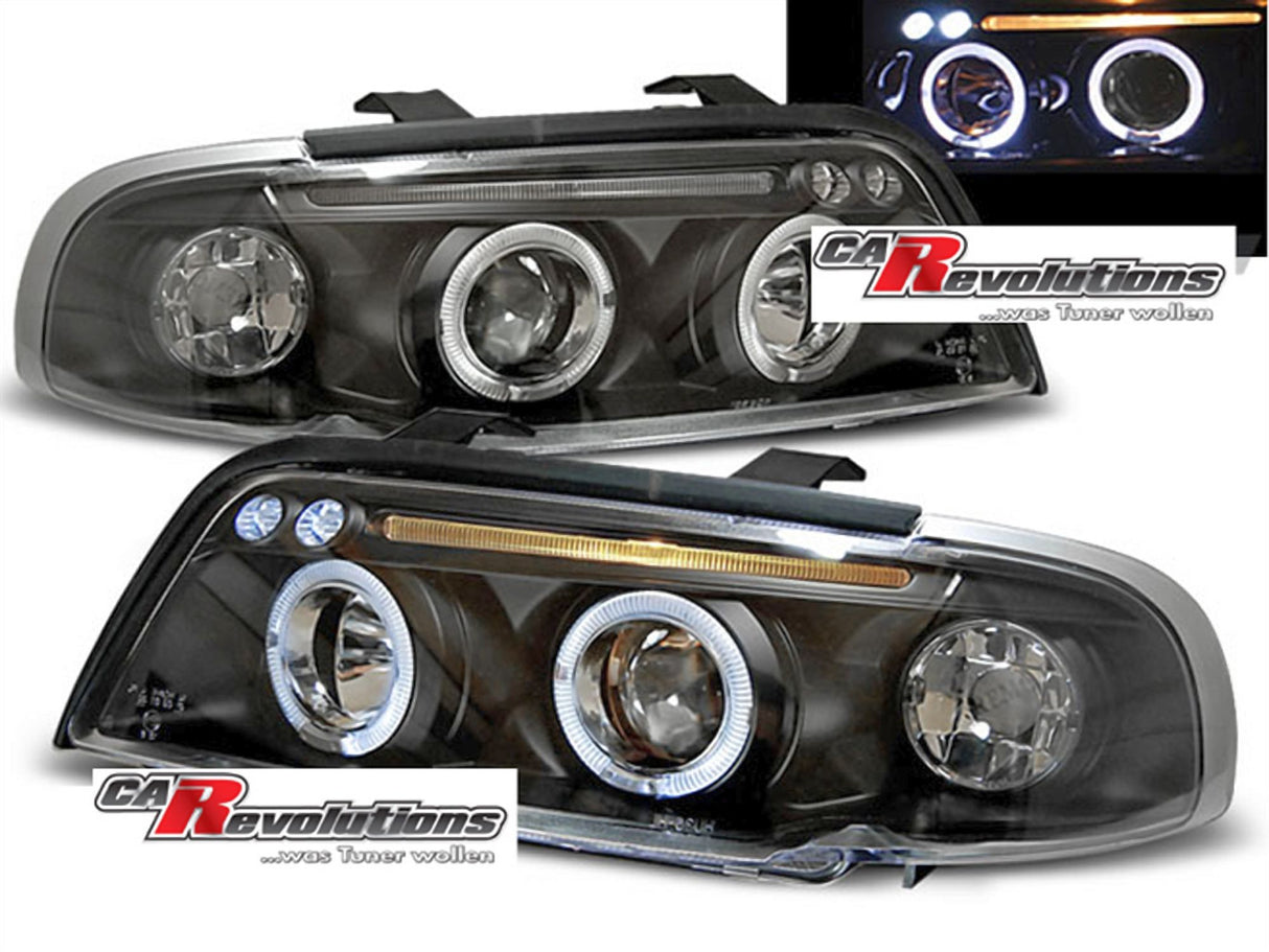 LED Angel Eyes Scheinwerfer Set in schwarz für Audi A4 11.1994-12.98