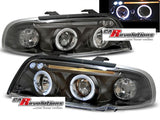 LED Angel Eyes Scheinwerfer Set in schwarz für Audi A4 11.1994-12.98