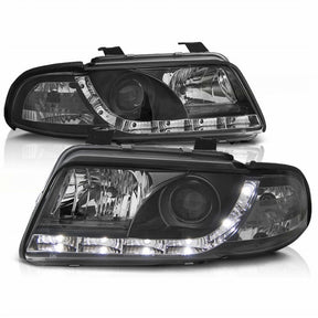 Schwarze LED Scheinwerfer für Audi A4 B5 Facelift 01.99-09.2000 mit Tagfahrlicht-Optik