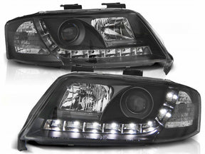 Schwarze LED Scheinwerfer für Audi A6 C5 4B 97-01 mit Tagfahrlicht-Optik