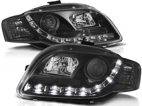 Schwarze LED Scheinwerfer für Audi A4 B7 11.2004-03.08 mit Tagfahrlicht-Optik