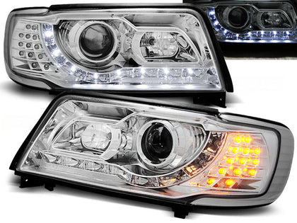 Led Scheinwerfer Set in chrom für AUDI 100 4C 12.1990-06.1994