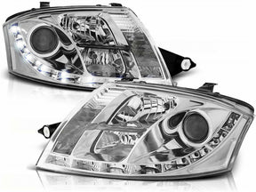 Chrom LED Scheinwerfer Set Audi TT 8N 1998-2005 mit 9-poligem Hauptstecker