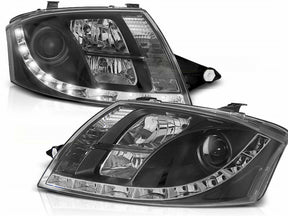 Schwarze LED Scheinwerfer für Audi TT 8N 1998-2005 mit 9 Pin Stecker, Tuning Scheinwerfer Set