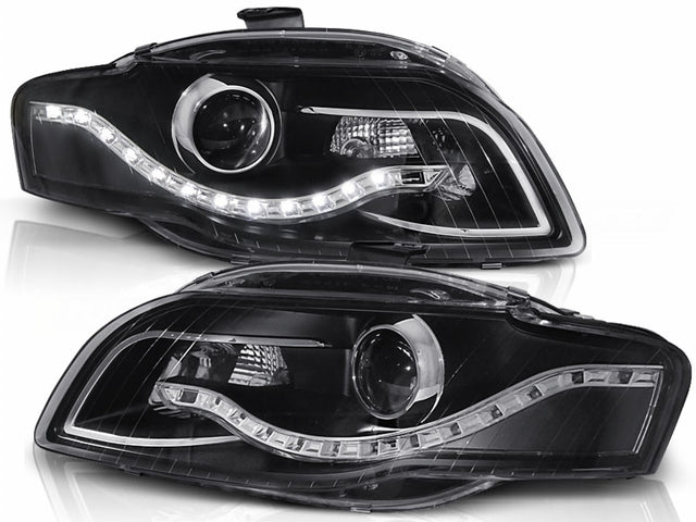 LED Scheinwerfer Set Audi A4 B7 8H schwarz 11.2004-03.2008 mit Tagfahrlichtern