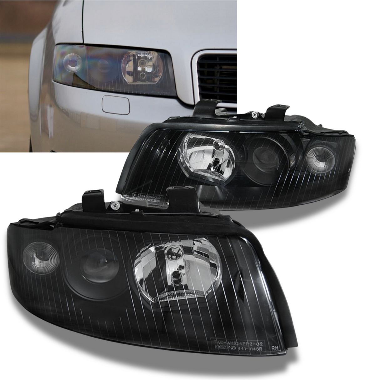 Scheinwerfer Set für Audi A4 B6 8E 10.2000-10.2004 schwarz