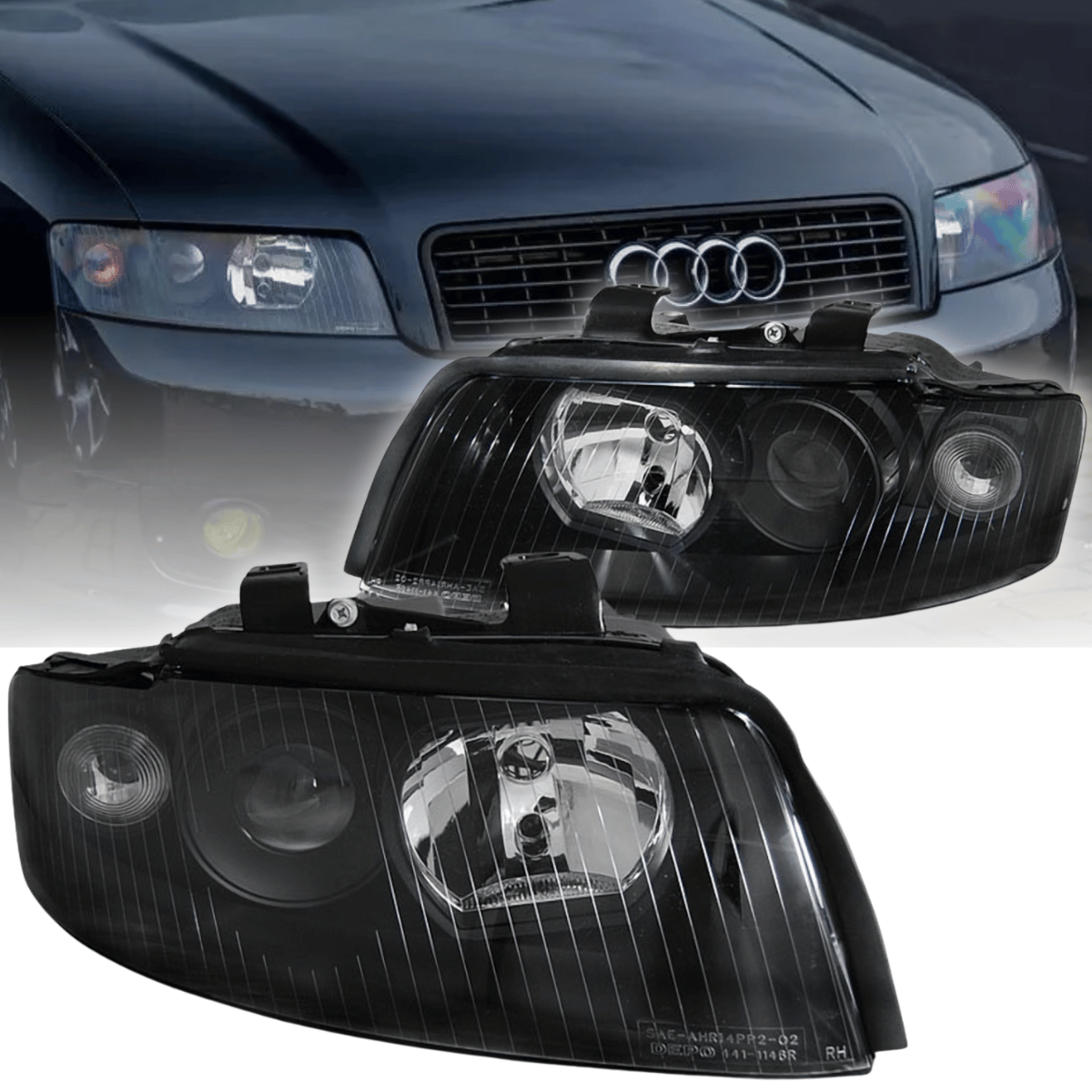 Scheinwerfer Set für Audi A4 B6 8E 10.2000-10.2004 schwarz
