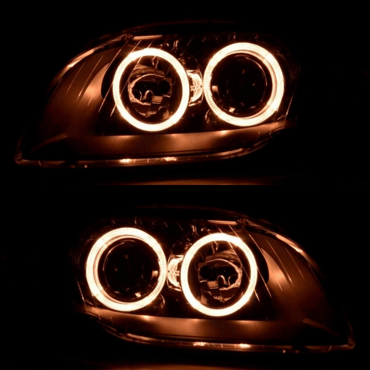 LED Scheinwerfer mit Tagfahrlicht Ringen für BMW E46 Coupe Cabrio, dynamisch leuchtend