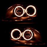 LED Scheinwerfer mit Tagfahrlicht Ringen für BMW E46 Coupe Cabrio, dynamisch leuchtend