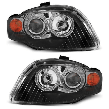 Schwarze Scheinwerfer mit orangem Blinker für VW Golf 4, LED-Tagfahrlicht-Optik