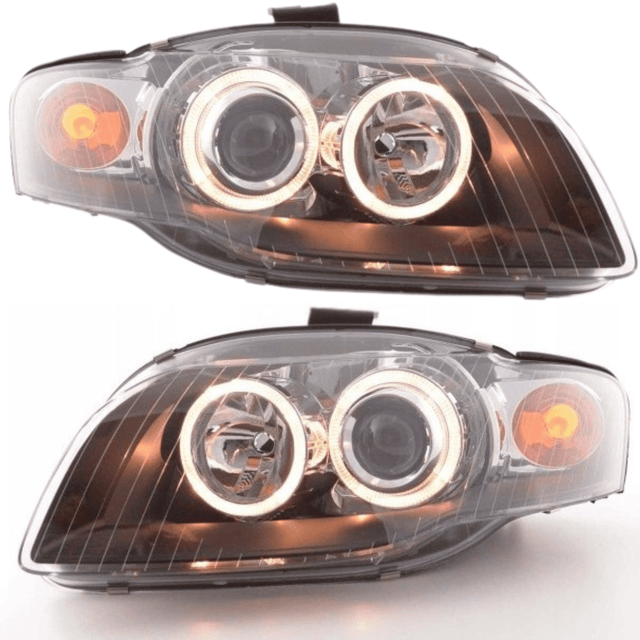 Angel Eyes Scheinwerfer Set Audi A4 B7 8E schwarz mit LED Ringen und Blinker