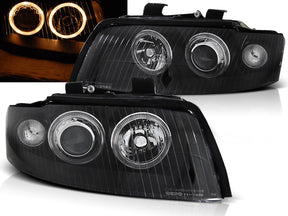 Angel Eyes Xenon Scheinwerfer schwarz D1S für Audi A4 2000-2004, mit Ringen