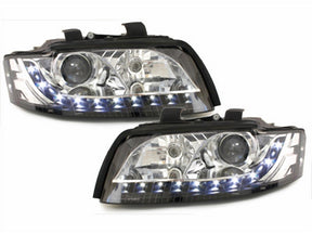 Schwarze LED Scheinwerfer für Audi A4 B6 2000-2004 mit Tagfahrlicht-Optik