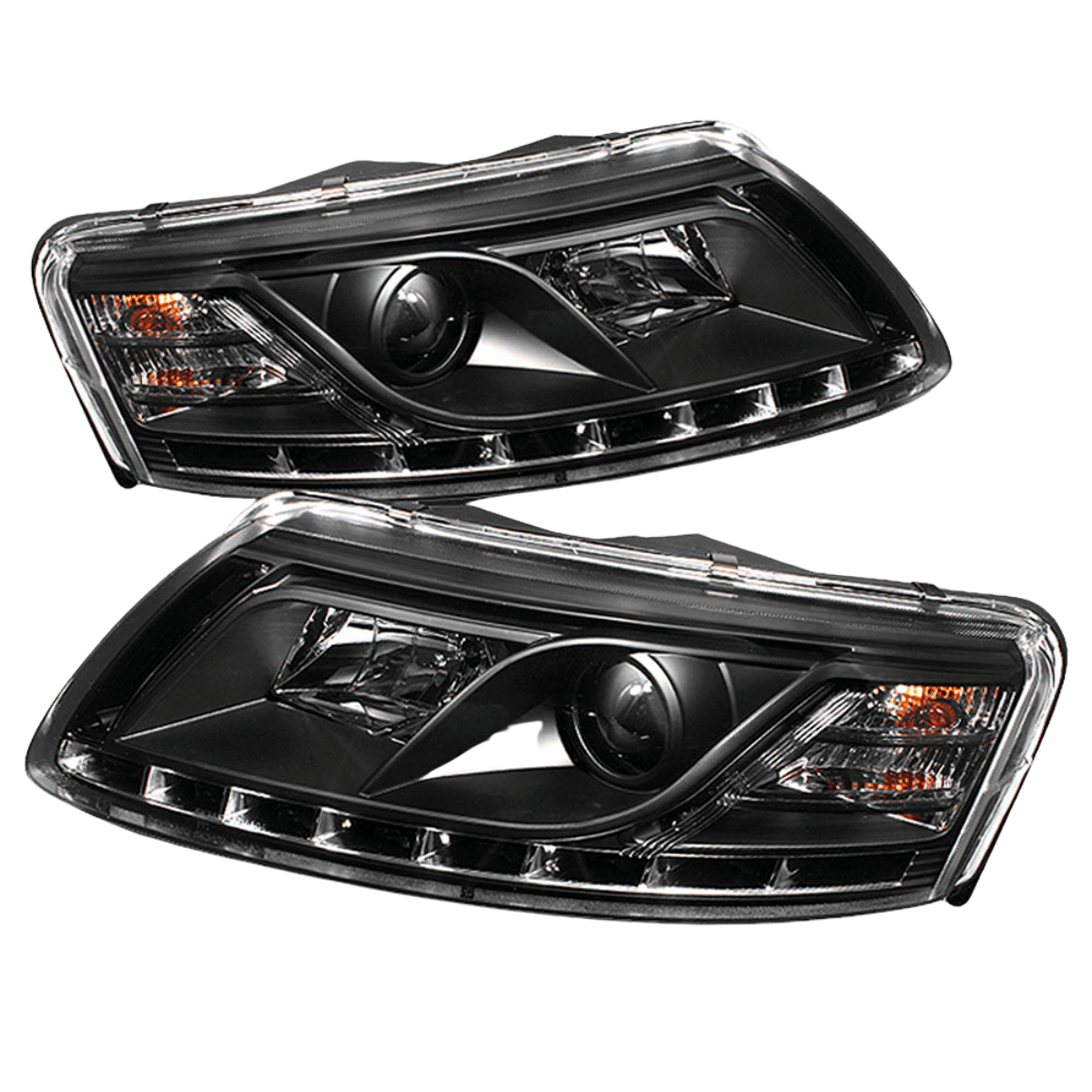 Xenon Scheinwerfer mit LED Leiste Set in schwarz für Audi A6 C6 4F 04.2004-2008