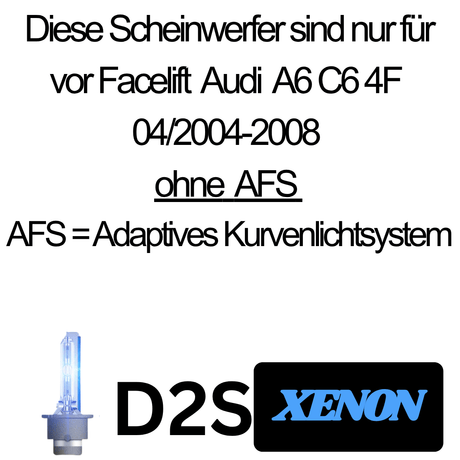 Xenon Scheinwerfer Set Schwarz für Audi A6 C6 2004–2008 mit LED Tagfahrlicht