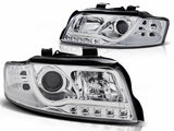 Led Light Tube Scheinwerfer Set in chrom für Audi A4 B6 10.2000-10.2004