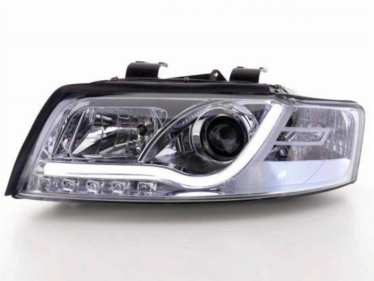 Led Light Tube Scheinwerfer Set in chrom für Audi A4 B6 10.2000-10.2004