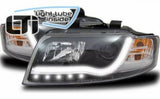 Led Light Tube Scheinwerfer in schwarz für Audi A4 B6 10.2000-10.2004