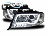 Led Light Tube Scheinwerfer in chrom für Audi A6 C5 4B 05.1997-05.01