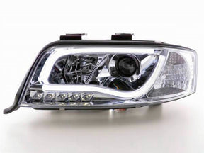 Chrom LED Scheinwerfer für Audi A6 C5 Facelift mit Light Tube Design