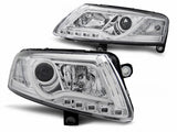 Led Light Tube Scheinwerfer Set in chrom für Audi A6 C6 4F 2004 - 2008-