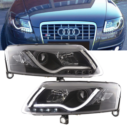 Xenon Scheinwerfer mit LED Tagfarhlicht schwarz für Audi A6 C6 4F 04/2004-2008