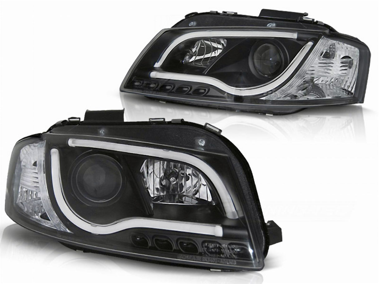 LED Scheinwerfer LightTube Set für Audi A3 8P 2003-2008- in schwarz