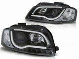 LED Scheinwerfer LightTube Set für Audi A3 8P 2003-2008- in schwarz