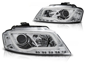 Chrom LED Scheinwerfer mit Light Tube Tagfahrlicht für Audi A3 8P 2008-2012