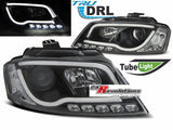 LED Tagfahrlicht Light Tube Scheinwerfer in schwarz für Audi A3 8P Facelift 2008-2012