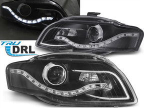 Schwarze LED Scheinwerfer mit Tagfahrlicht für Audi A4 B7 2004-2008 DRL Tuning