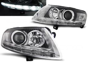 Scheinwerfer Set Chrom mit LED Tagfahrlicht 2004-2008 für Audi A6 C6 Xenon