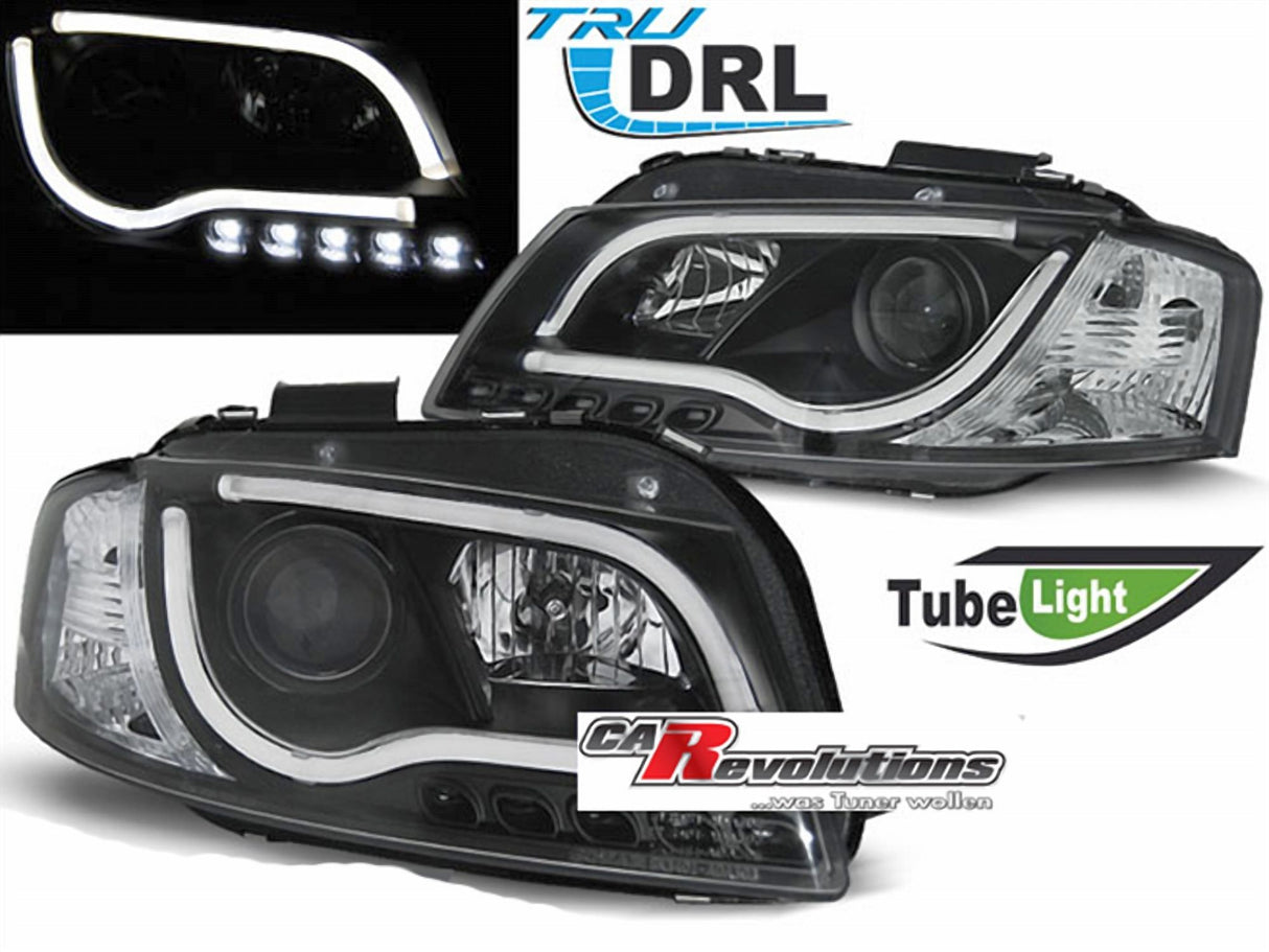 LED Light Tube Scheinwerfer in schwarz Tagfahrlicht für Audi A3 8P 05.2003-03.08