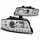 Led Light Tube Scheinwerfer in chrom für Audi A4 B6 10.2000-10.2004