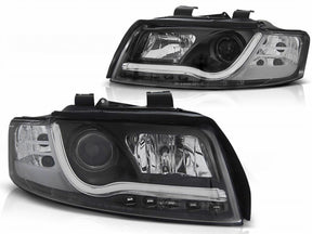 Schwarze LED Scheinwerfer mit Light Tube für Audi A4 B6 2000-2004
