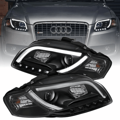 Led Tagfahrlicht Scheinwerfer in schwarz für Audi A4 B7 2004-2008- mit Stellmotor